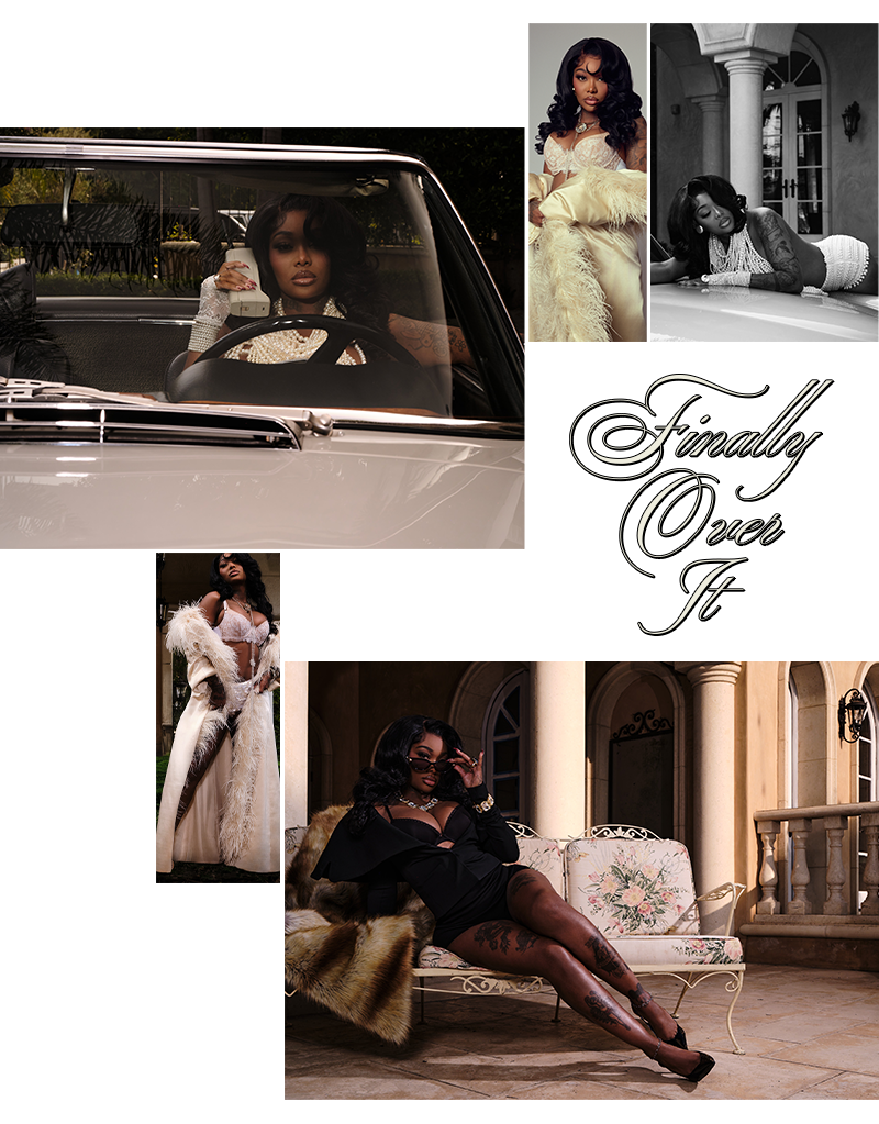 Collage of a woman in various settings with the album title 'Finally Over It' displayed.